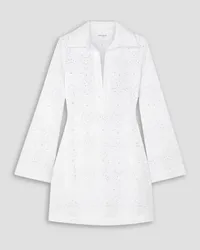 THREE GRACES Tabitha broderie anglaise cotton mini shirt dress - White White