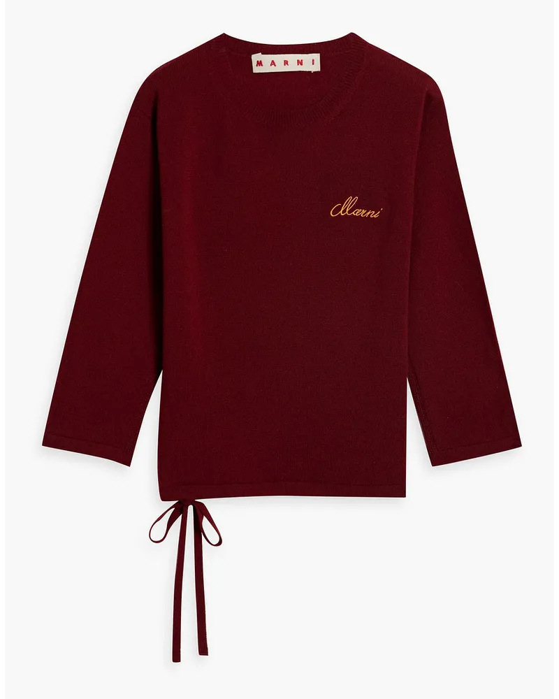 Marni Embroidered cashmere sweater - Burgundy Burgundy