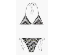 Safari Microkini embellished printed triangle bikini - Gray