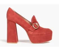 Gianvito Rossi Buckled suede platform pumps - Red Red