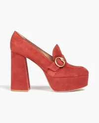 Gianvito Rossi Buckled suede platform pumps - Red Red