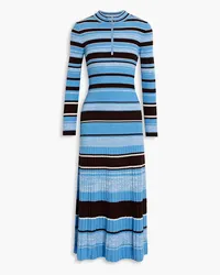 Derek Lam Taryn striped ribbed merino wool midi dress - Blue Blue