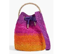 Arty dégradé raffia bucket bag - Purple