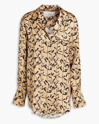 ASCENO The Paris printed silk-satin shirt - Brown Brown