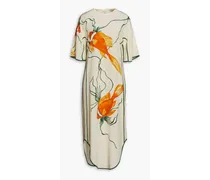 Printed silk crepe de chine dress - Neutral