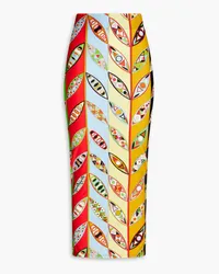 Emilio Pucci Printed stretch-jersey midi pencil skirt - Yellow Yellow