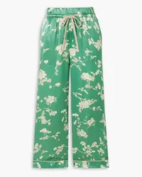 Sea Julian floral-print duchesse silk-satin wide-leg pants - Green Green