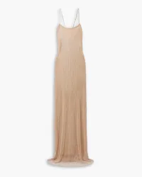 LoveShackFancy Calvert crystal-embellished mesh maxi dress - Pink Pink