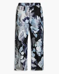 Stine Goya Isra cropped metallic jacquard straight-leg pants - Blue Blue