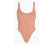 Cotton-blend terry swimsuit - Pink