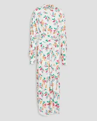 MSGM Belted floral-print crepe midi dress - White White