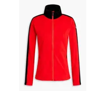 Stellaria velvet-trimmed jersey jacket - Red