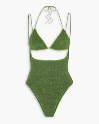 Oséree Lumière cutout metallic swimsuit - Green Green