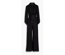 Fringed knotted wool-blend felt jumpsuit - Black