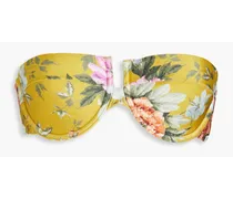 Floral-print underwired bandeau bikini top - Yellow