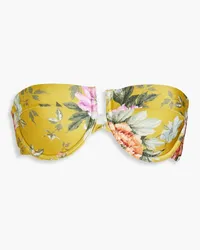 Zimmermann Floral-print underwired bandeau bikini top - Yellow Yellow