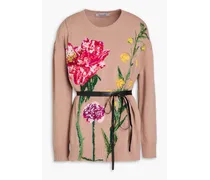 Wrap-effect intarsia wool and cashmere-blend sweater - Pink
