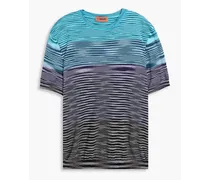 Space-dyed jacquard-knit cotton T-shirt - Blue
