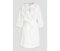 Bead-embellished crepe de chine dress - White