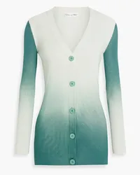 Oscar de la Renta Dégradé ribbed silk-blend cardigan - Blue Blue