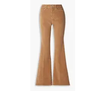 Le High Flare cotton-blend corduroy flared pants - Brown