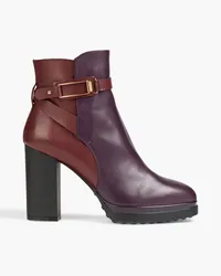 TOD'S Buckled two-tone leather ankle boots - Purple Purple