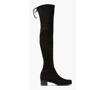 Stretch-suede over-the-knee boots - Black