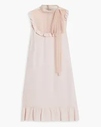 RED Valentino Point d'esprit-paneled ruffled crepe mini dress - Pink Pink