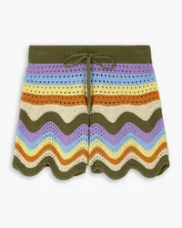 Zimmermann Scalloped striped crochet-knit cotton shorts - Multicolor Multicolor