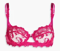 Dressing Floral embroidered stretch-tulle underwired balconette bra - Pink