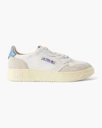 AUTRY Medalist Low leather-trimmed canvas sneakers - Blue Blue