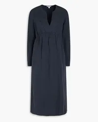 James Perse Empire gathered lyocell and linen-blend midi dress - Blue Blue