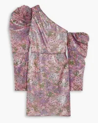 LES RÊVERIES One-shoulder floral-print sequined tulle mini dress - Purple Purple