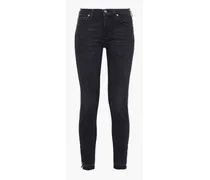 Cropped mid-rise slim-leg jeans - Black