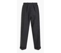 Cropped mélange wool-blend felt pants - Gray