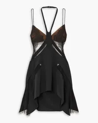 Dion Lee Butterfly cutout stretch-lace, crepe and tulle mini dress - Black Black