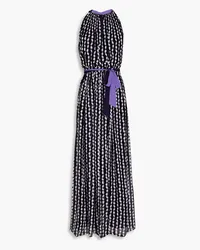 Diane von Furstenberg Miriam pleated printed chiffon maxi dress - Black Black