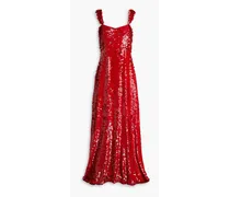 Sequined silk-chiffon gown - Red