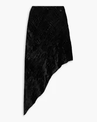 Petar Petrov Asymmetric crinkled-velvet midi skirt - Black Black