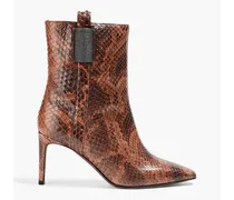 Bead-embellished python ankle boots - Brown