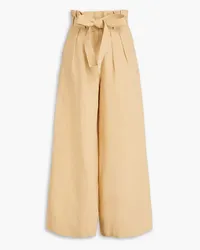 Ulla Johnson Gitana belted cotton, linen and silk-blend wide-leg pants - Neutral Neutral