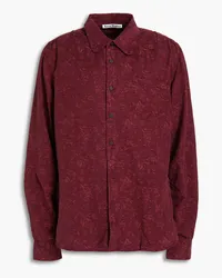 Acne Studios Cotton and cupro-blend floral-jacquard shirt - Burgundy Burgundy