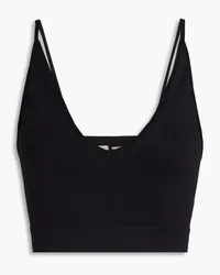 Rick Owens Cropped stretch-piquè top - Black Black