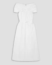 Adam Lippes Off-the-shoulder ruched cotton-poplin midi dress - White White