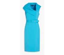 Belted stretch-crepe midi dress - Blue