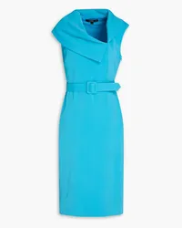 Badgley Mischka Belted stretch-crepe midi dress - Blue Blue