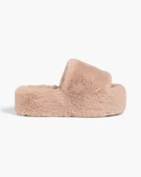 STAND Faux fur platform slides - Neutral Neutral