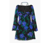 Floral-print silk-chiffon mini dress - Purple