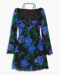 Richard Quinn Floral-print silk-chiffon mini dress - Purple Purple