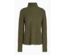 Ribbed cashmere turtleneck sweater - Green